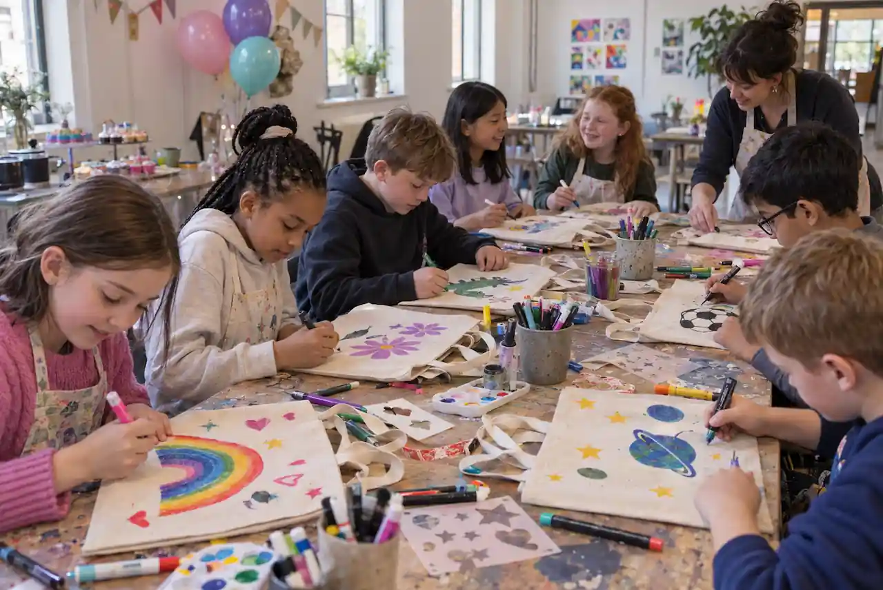 Arts and Crafts Party for children at an indoor birthday party in Newcastle and the North East