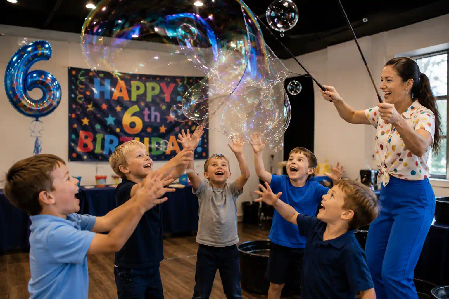 bubbleologist birthday party for 6 year old boys UK