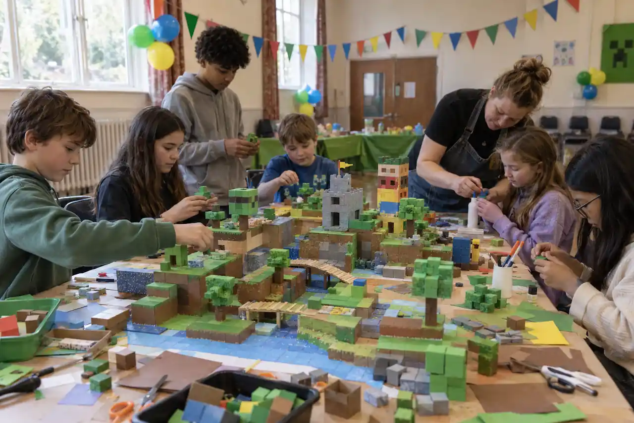 Building Game Craft Party for kids aged 8–14 in Newcastle and the North East