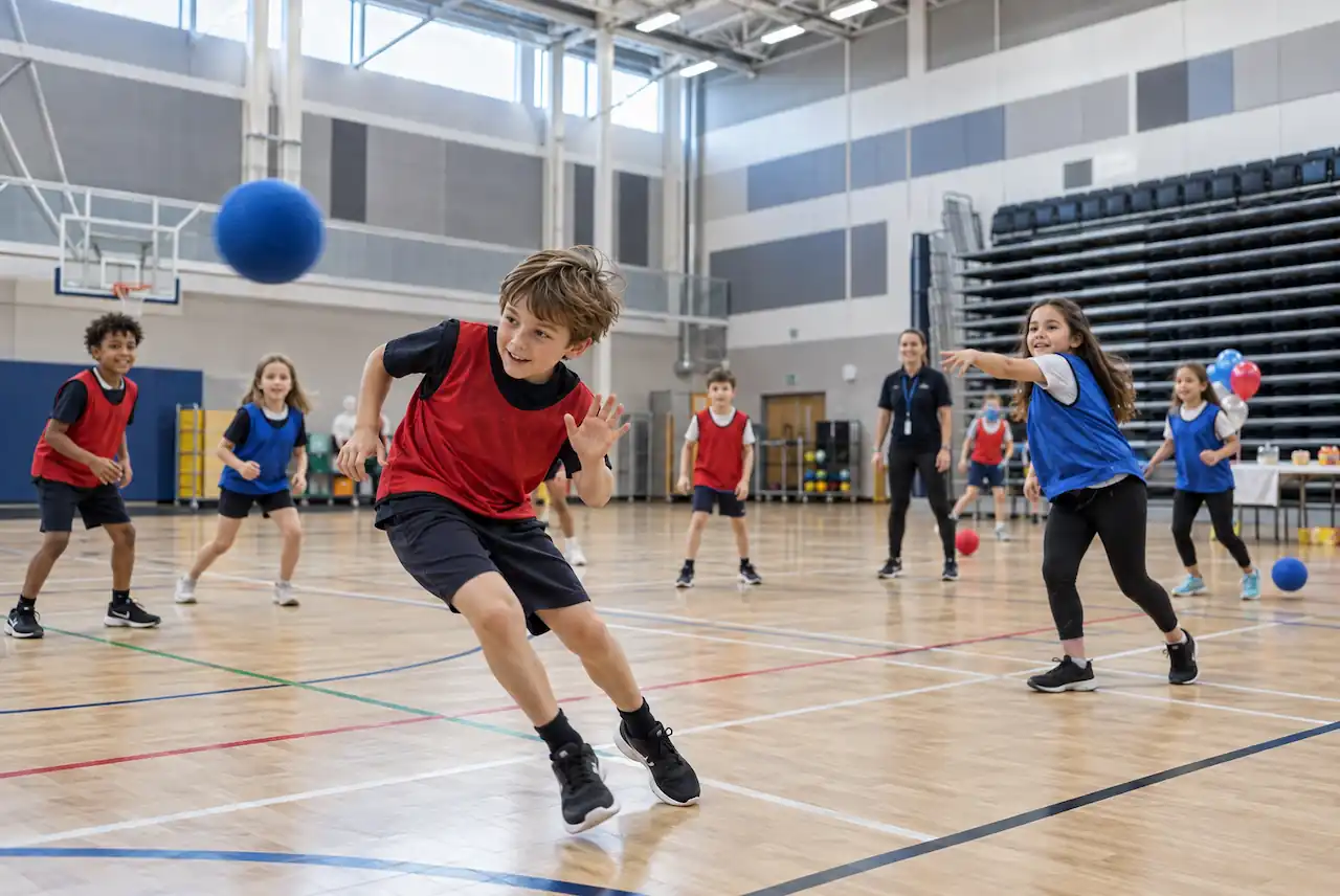 Leisure centre sports hall used for a children's birthday party