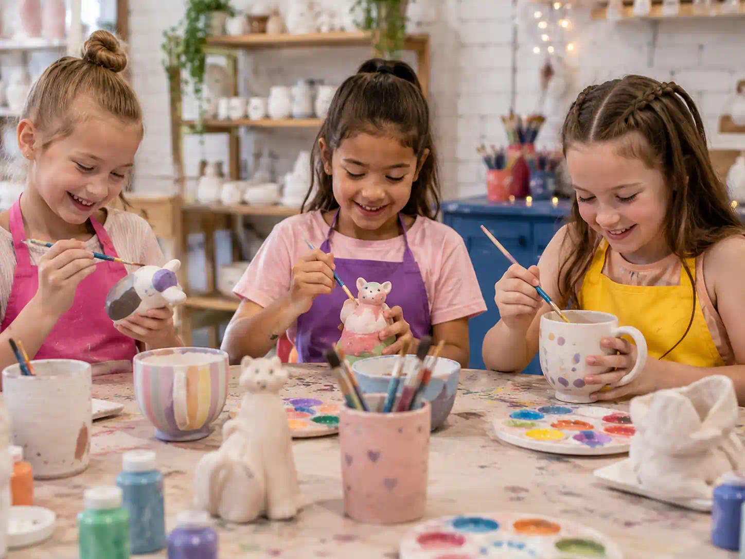 pottery painting party for 9 year old girls in Gateshead