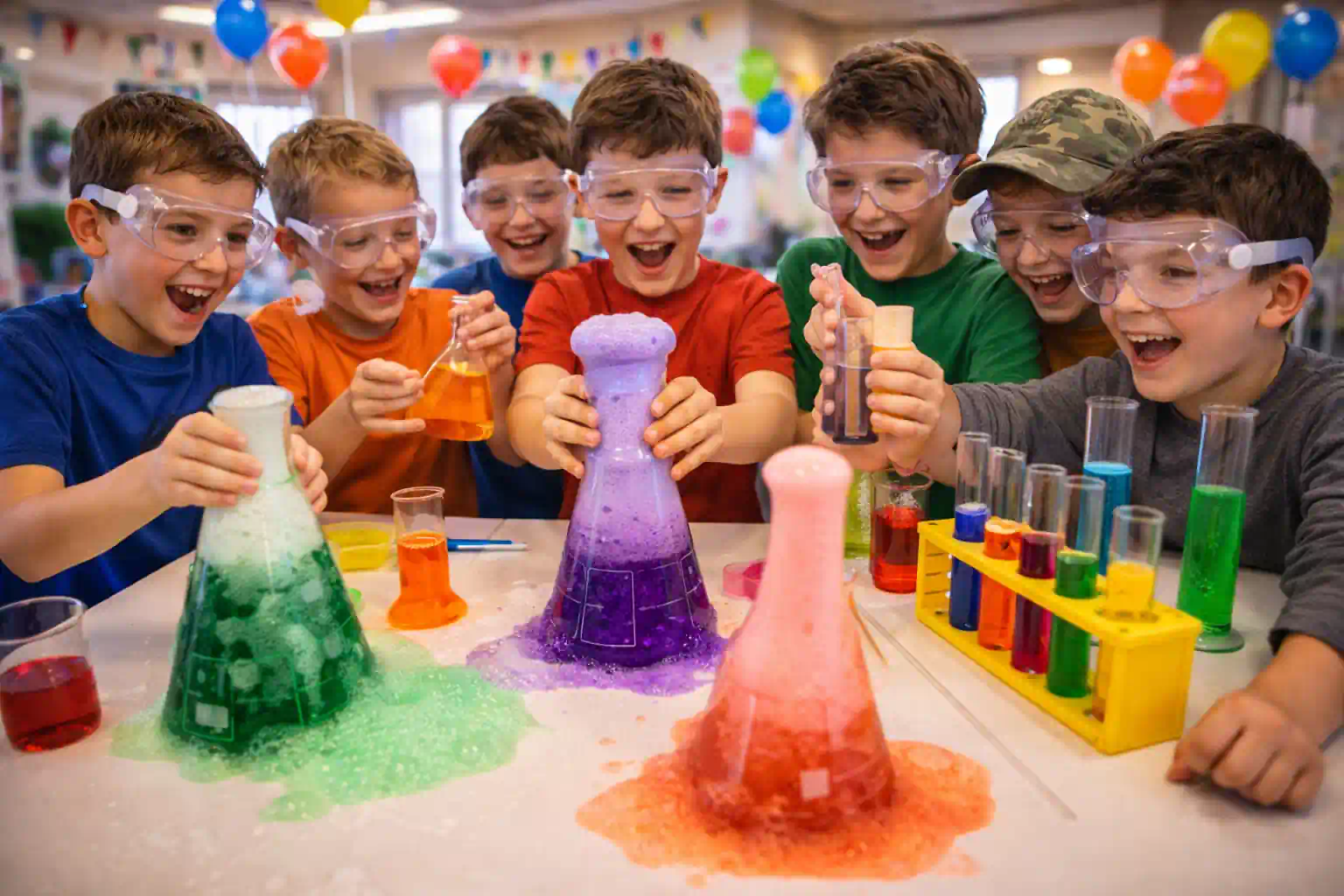 science experiment birthday party for 10 year old boys UK