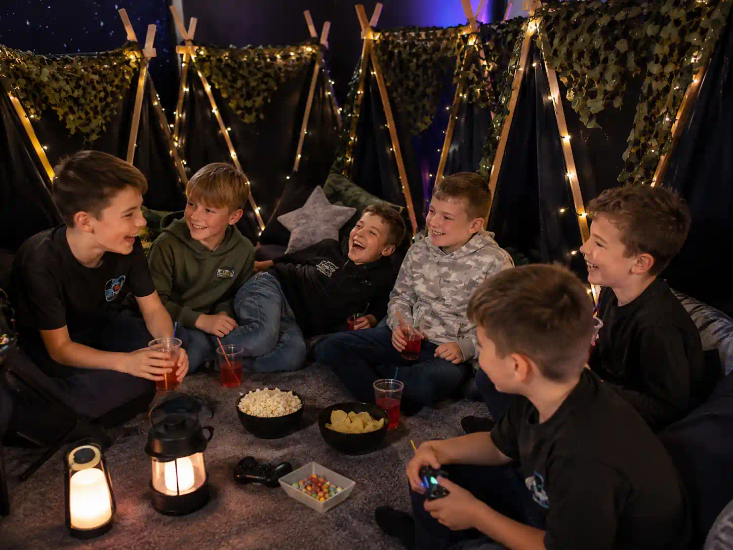 sleepover teepee birthday party for 7 year old boys UK