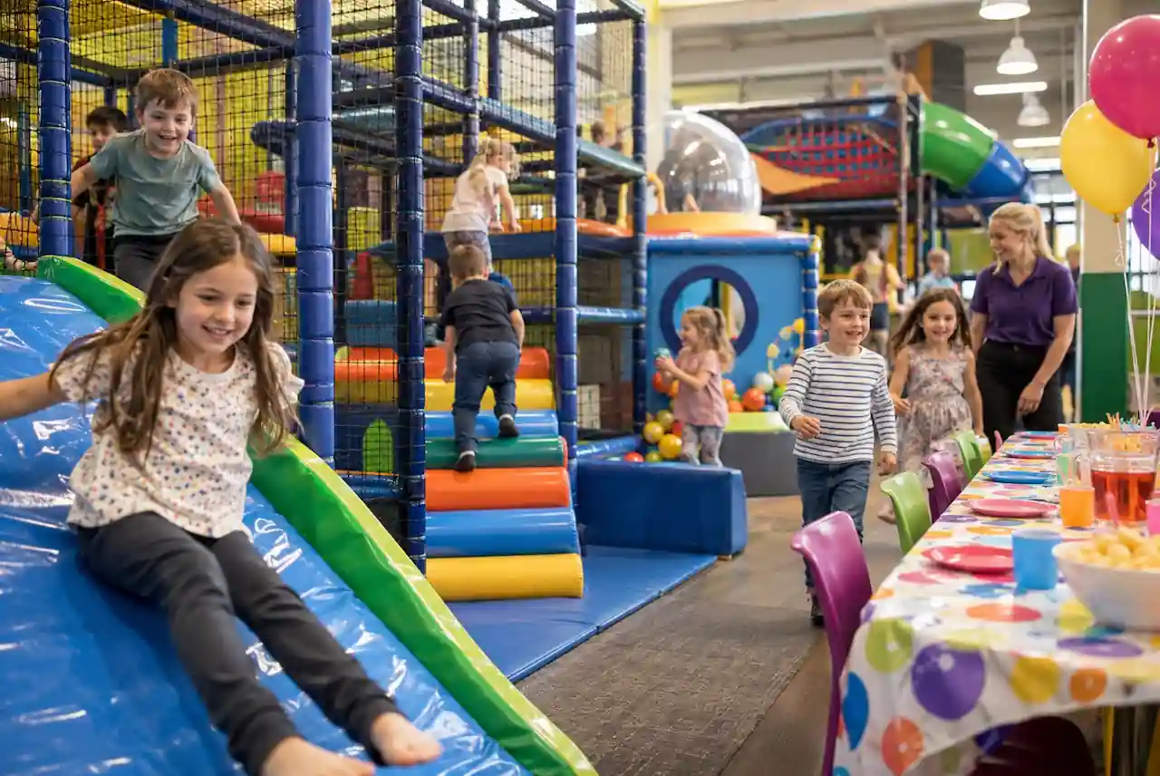 Specialist children's activity venue prepared for a birthday party