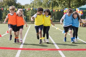 Three-legged race at a children's party